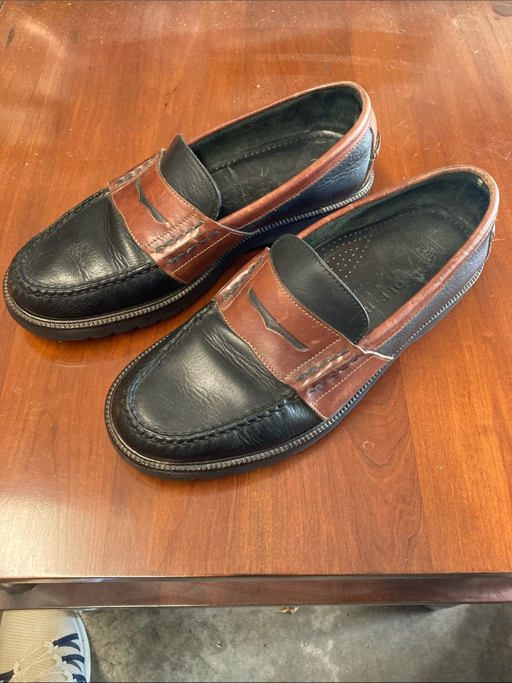 Cole Haan Grand OS Pinch Brown Black Two Tone Penny Loafer (9M) Quiet Luxury